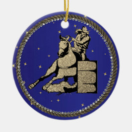 ウエスタンロデオ女性のカーボーイバレルレース セラミックオーナメント