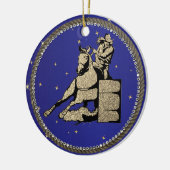 ウエスタンロデオ女性のカーボーイバレルレース セラミックオーナメント (左)