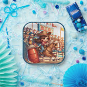 ウエスタンロデオ女性のカーボーイバレルレース ペーパープレート (パーティー)