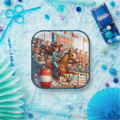 ウエスタンロデオ女性のカーボーイバレルレース ペーパープレート (パーティー)