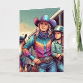 ウエスタンロデオ女性のカーボーイパーソナライズされた誕生日 カード (正面)
