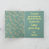 ウエスタンロデオ女性のカーボーイパーソナライズされた誕生日 カード (内部)