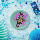 ウエスタンロデオ女性のカーボーイパーティー紙プレート ペーパープレート (パーティー)