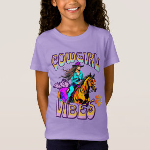 ウエスタンロデオ女性のカーボーイビーブスアンドホース Tシャツ