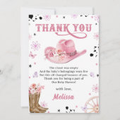 ウエスタンロデオ女性のカーボーイベビーシャワーサンキューカード サンキューカード (正面)