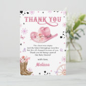 ウエスタンロデオ女性のカーボーイベビーシャワーサンキューカード サンキューカード (スタンド正面)