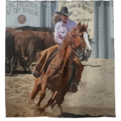 ウエスタンロデオ女性のカーボーイホース シャワーカーテン (正面)