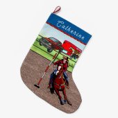 ウエスタンロデオ女性のカーボーイポールベンディング ラージクリスマスストッキング (正面 (吊り時))
