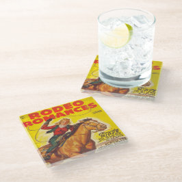 ウエスタンロデオ女性のカーボーイロピンロデオロマンス ガラスコースター