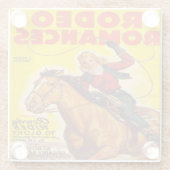 ウエスタンロデオ女性のカーボーイロピンロデオロマンス ガラスコースター (裏面)