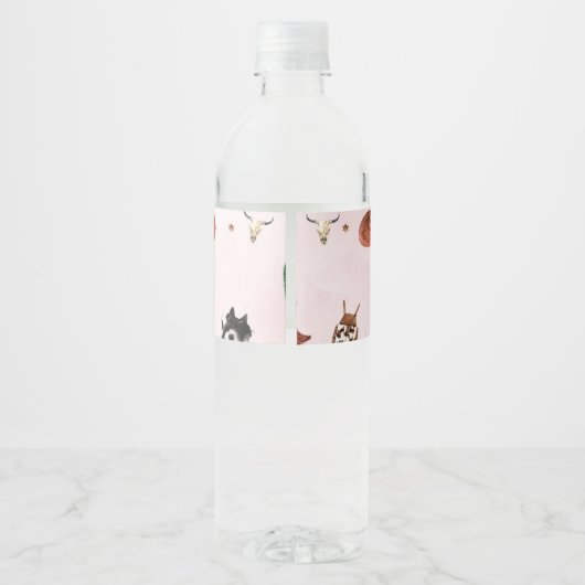 ウエスタンロデオ女性のカーボーイ誕生日ウォーターボトルラベル ペットボトルラベル (裏面)