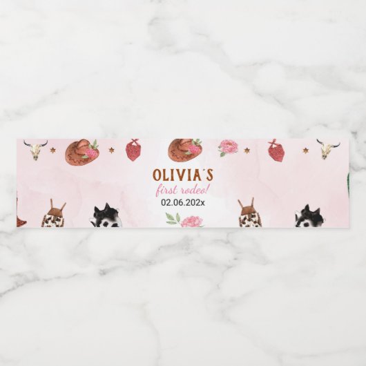 ウエスタンロデオ女性のカーボーイ誕生日ウォーターボトルラベル ペットボトルラベル (シングルラベル)