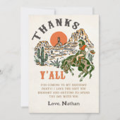 ウエスタンロデオ女性のカーボーイ誕生日サンキューカード サンキューカード (正面)