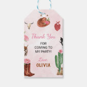 ウエスタンロデオ女性のカーボーイ誕生日サンキューユーラベル ギフトタグ (正面)