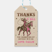 ウエスタンロデオ女性のカーボーイ誕生日サンキューユー ギフトタグ (正面)