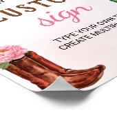 ウエスタンロデオ女性のカーボーイ誕生日パーティーテーブルサイン ポスター (角)