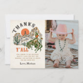 ウエスタンロデオ女性のカーボーイ誕生日写真 サンキューカード (正面)