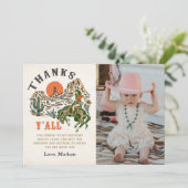 ウエスタンロデオ女性のカーボーイ誕生日写真 サンキューカード (スタンド正面)