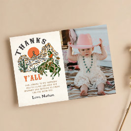 ウエスタンロデオ女性のカーボーイ誕生日写真 サンキューカード