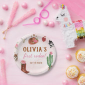 ウエスタンロデオ女性のカーボーイ誕生日 ペーパープレート (パーティー)