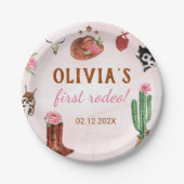 ウエスタンロデオ女性のカーボーイ誕生日 ペーパープレート (正面)