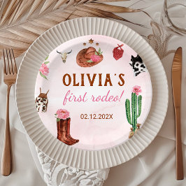ウエスタンロデオ女性のカーボーイ誕生日 ペーパープレート