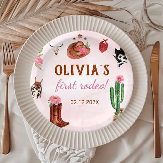ウエスタンロデオ女性のカーボーイ誕生日 ペーパープレート