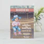 ウエスタンロデオ女性のカーボーイ1st誕生日 招待状 (スタンド正面)