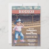 ウエスタンロデオ女性のカーボーイ1st誕生日 招待状 (正面)