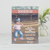 ウエスタンロデオ女性のカーボーイ1st誕生日 招待状 (スタンド正面)