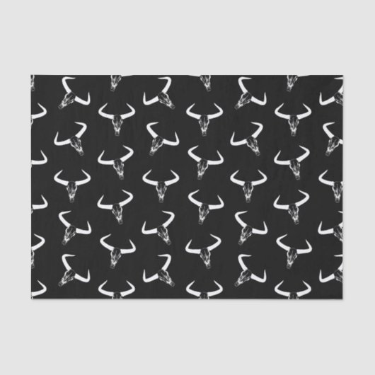 ウエスタンロングブルホーンデザイン砂漠スカル 薄葉紙 (正面)