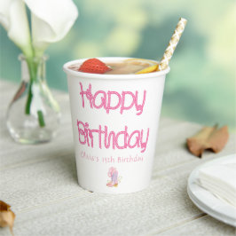 ウエスタンロープピンク女性のカーボーイ誕生日 紙コップ