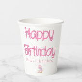 ウエスタンロープピンク女性のカーボーイ誕生日 紙コップ (正面)