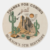 ウエスタンワイルドウエストカウボーイ誕生日ステッカー ラウンドシール (正面)