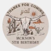 ウエスタンワイルドウエストカントリーカウボーイ誕生日ステッカー ラウンドシール (正面)