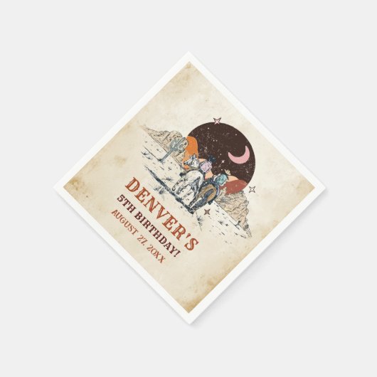 ウエスタンワイルドウエストカントリーカウボーイ誕生日ナプキンス スタンダードカクテルナプキン (角)