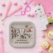 ウエスタンワイルドウエストカントリーカウボーイ誕生日 ペーパープレート (パーティー)