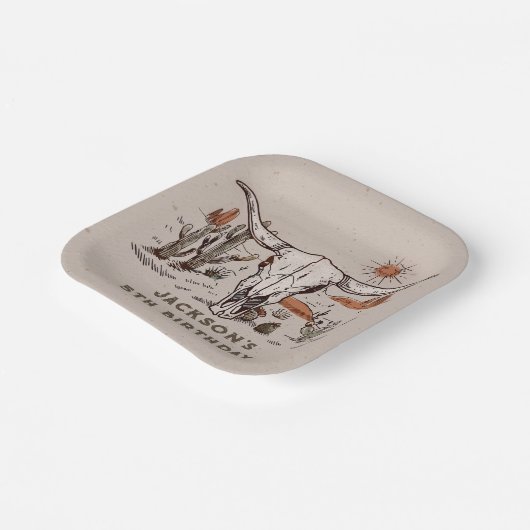 ウエスタンワイルドウエストカントリーカウボーイ誕生日 ペーパープレート (傾斜あり)