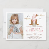 ウエスタンワイルドウエストカントリー女性のカーボーイロデオ誕生日 招待状 (正面)