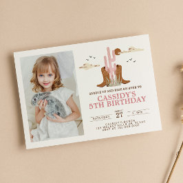 ウエスタンワイルドウエストカントリー女性のカーボーイロデオ誕生日 招待状