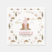 ウエスタンワイルドウエストカントリー女性のカーボーイ誕生日 スタンダードカクテルナプキン (正面)