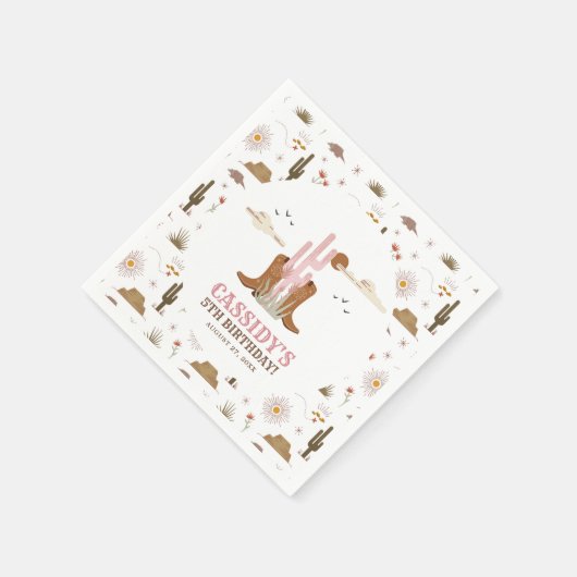 ウエスタンワイルドウエストカントリー女性のカーボーイ誕生日 スタンダードカクテルナプキン (角)