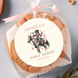 ウエスタンワイルドウエストカントリー女性のカーボーイ誕生日 ラウンドシール