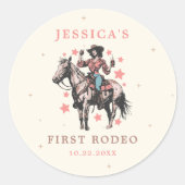 ウエスタンワイルドウエストカントリー女性のカーボーイ誕生日 ラウンドシール (正面)