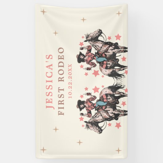 ウエスタンワイルドウエストカントリー女性のカーボーイ誕生日 横断幕 (縦)