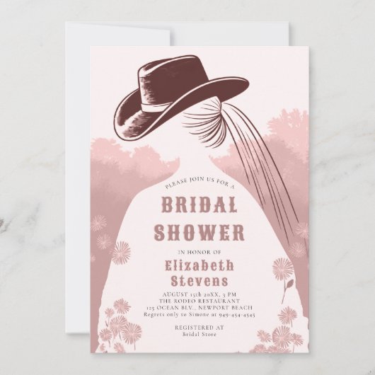 ウエスタンワイルドフラワーズピ素朴ックシックブライダルシャワー 招待状 (正面)