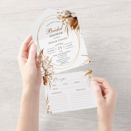 ウエスタンワイルドフラワーズブライダルシャワーレシピ オールインワン招待状 (貼ってはがせる)