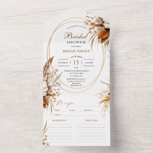 ウエスタンワイルドフラワーズブライダルシャワーレシピ オールインワン招待状 (内側)