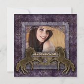 ウエスタンヴィンテージグラッドフォトカードダマスクホースパープル 招待状 (裏面)