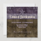 ウエスタンヴィンテージグラッドフォトカードダマスクホースパープル 招待状 (正面)